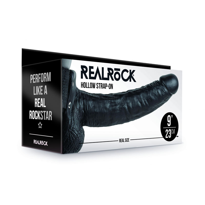 RealRock Hollow Strapon with Balls 9'' - Black